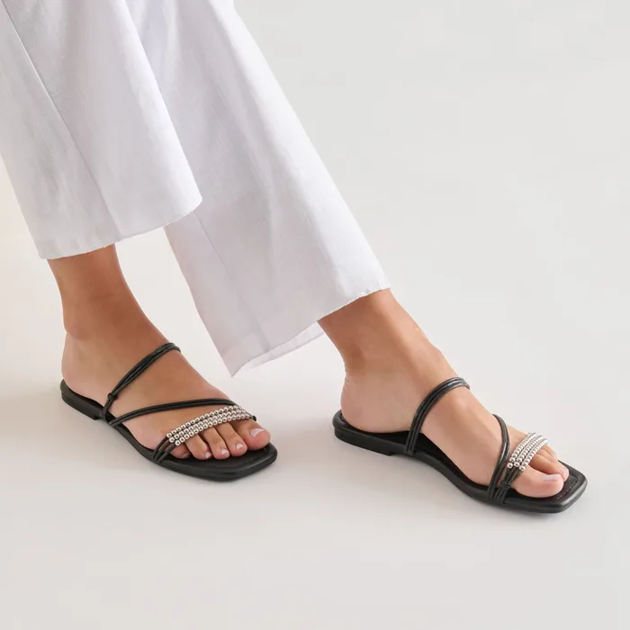 LYNDEE BEAD Black Stella Strappy Open-Toe Sandals — view 3