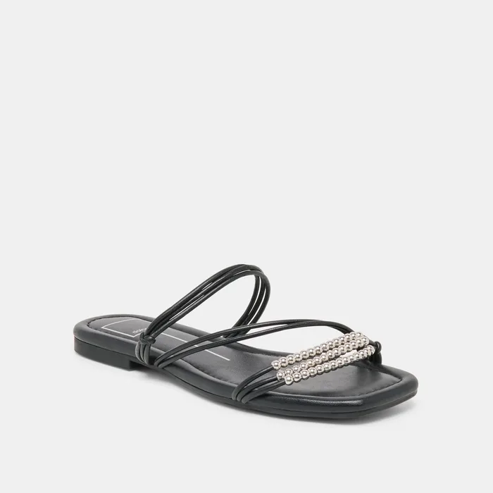 LYNDEE BEAD Black Stella Strappy Open-Toe Sandals — view 4