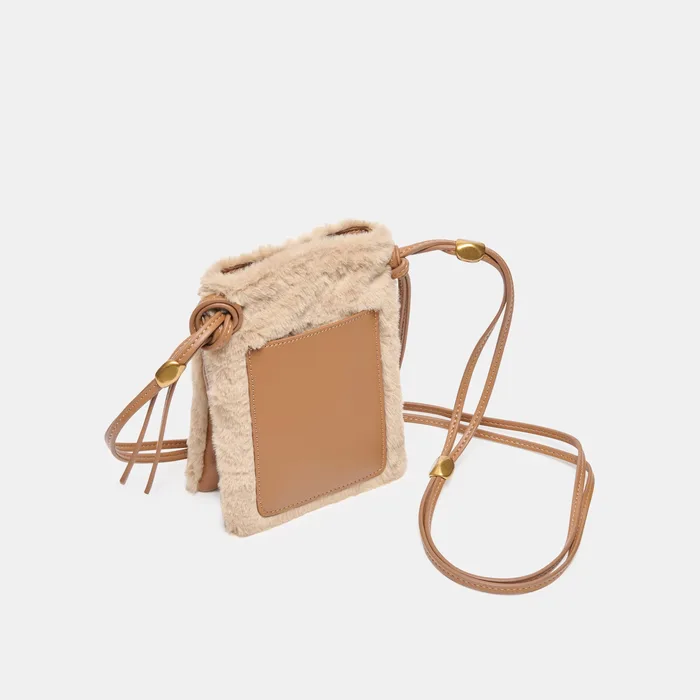 LYRIK Mid Brown Faux Fur Mini Crossbody Pouch Bag — view 4