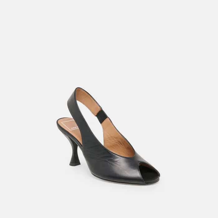 Madow Black Leather Heels — view 3