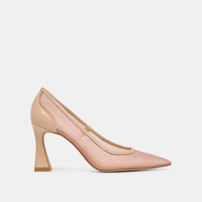 Malory Lt Tan Mesh Heels — view 2