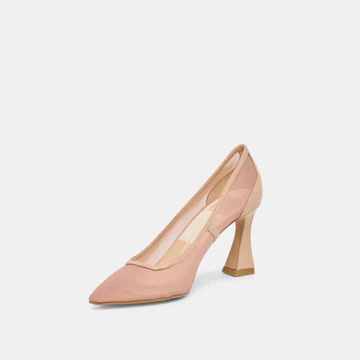 Malory Lt Tan Mesh Heels — view 5