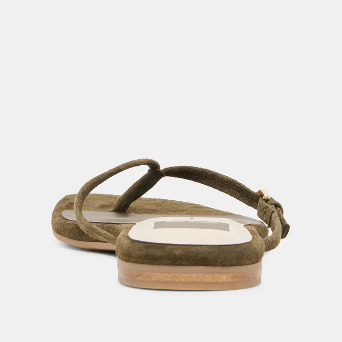 MALTA Dk Olive Suede Buckle Flip-Flop Sandals — view 8