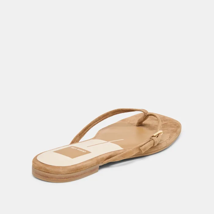 MALTA Lt Brown Suede Buckle Flip-Flop Sandals — view 6