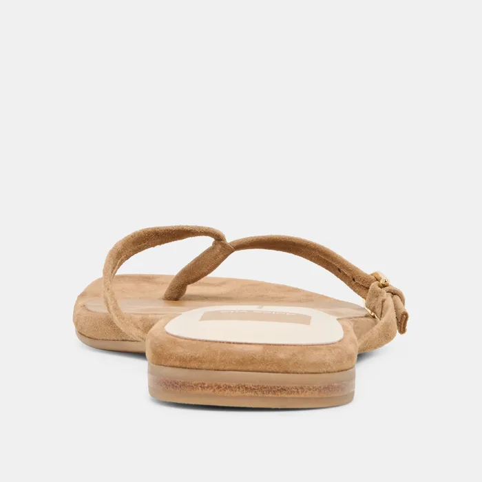 MALTA Lt Brown Suede Buckle Flip-Flop Sandals — view 10