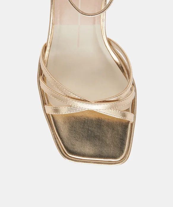 Manji Light Gold Metallic Leather Heels — view 4