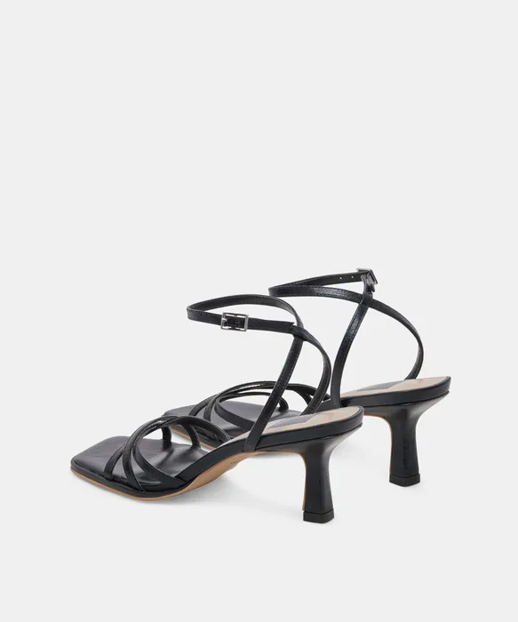 MANJI WIDE HEELS MIDNIGHT PATENT LEATHER