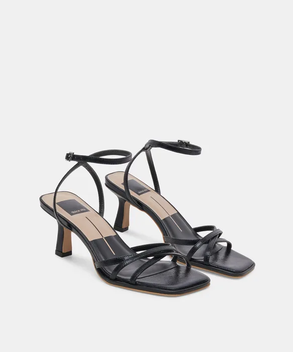 Manji Wide Midnight Patent Leather Heels — view 3