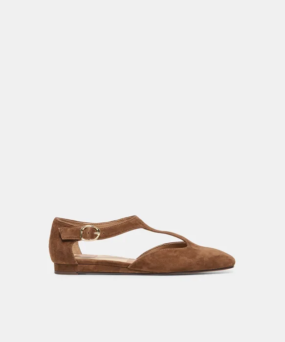 MARCY Cocoa Suede Mary-Jane Flats — view 2