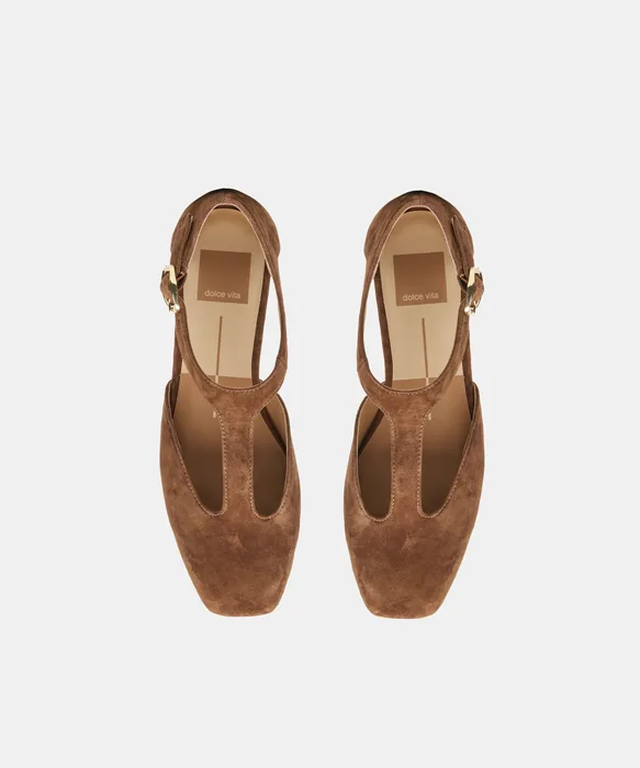 MARCY Cocoa Suede Mary-Jane Flats — view 4