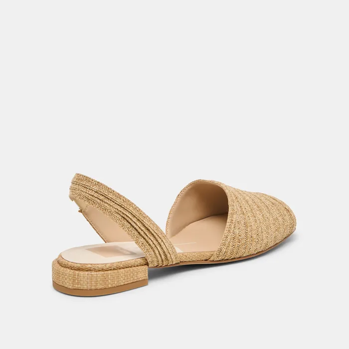 MARZY Natural Raffia Slingback Peep-Toe Sandals — view 4