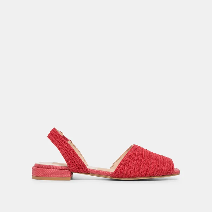 MARZY Red Raffia Slingback Peep-Toe Sandals — view 2