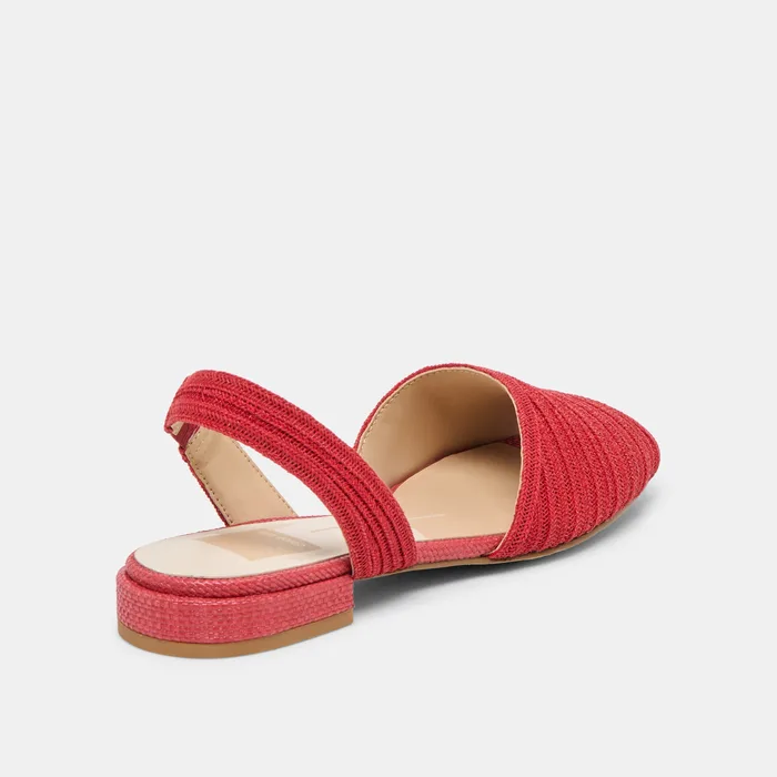 MARZY Red Raffia Slingback Peep-Toe Sandals — view 4
