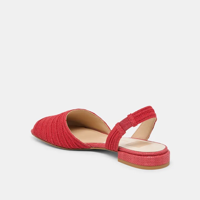 MARZY Red Raffia Slingback Peep-Toe Sandals — view 6