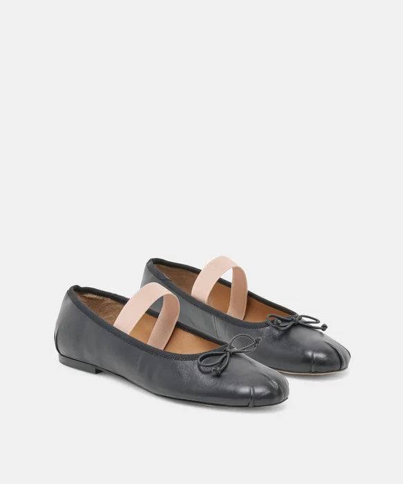 MAYVIS Black Leather Mary-Jane Ballet Flats — view 3