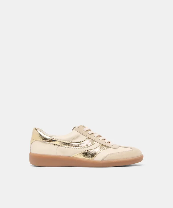 Merit White Gold Leather Sneakers — view 2