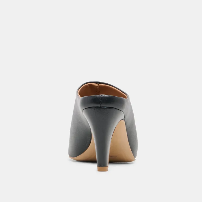 MERY Black Leather Peep-Toe Heels — view 8