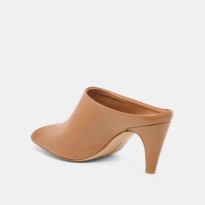 MERY Brown Leather Peep-Toe Heels — view 6