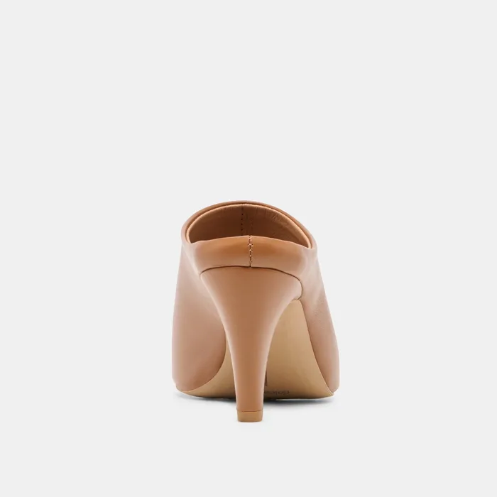 MERY Brown Leather Peep-Toe Heels — view 8