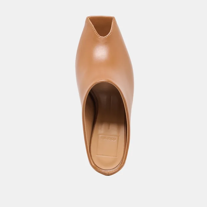 MERY Brown Leather Peep-Toe Heels — view 9