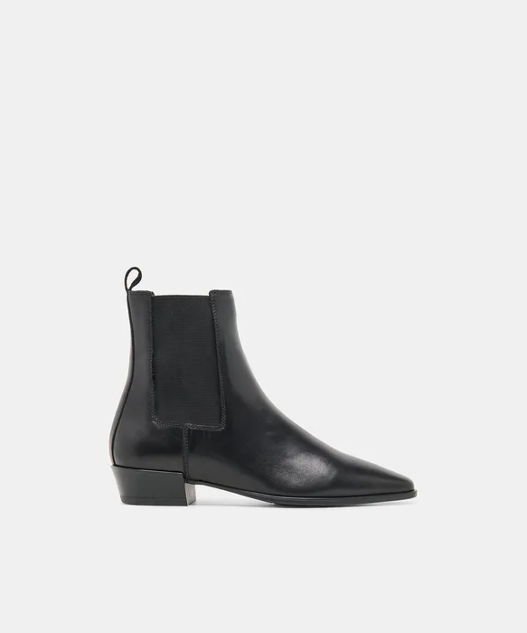MICHAH Black Leather Ankle Chelsea Booties — view 2
