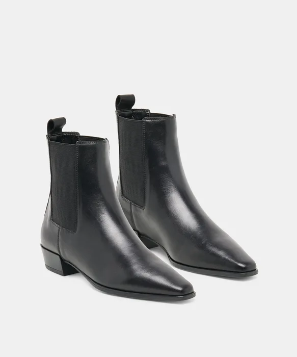 MICHAH Black Leather Ankle Chelsea Booties — view 3
