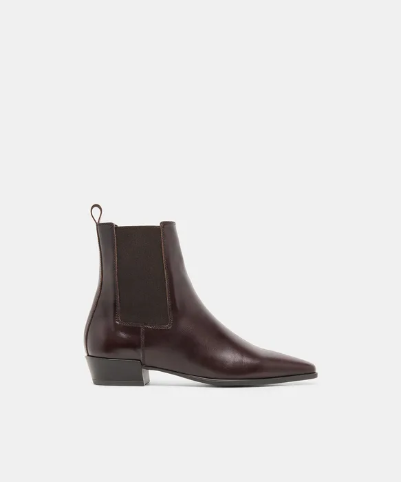 MICHAH Brown Leather Ankle Chelsea Booties — view 2