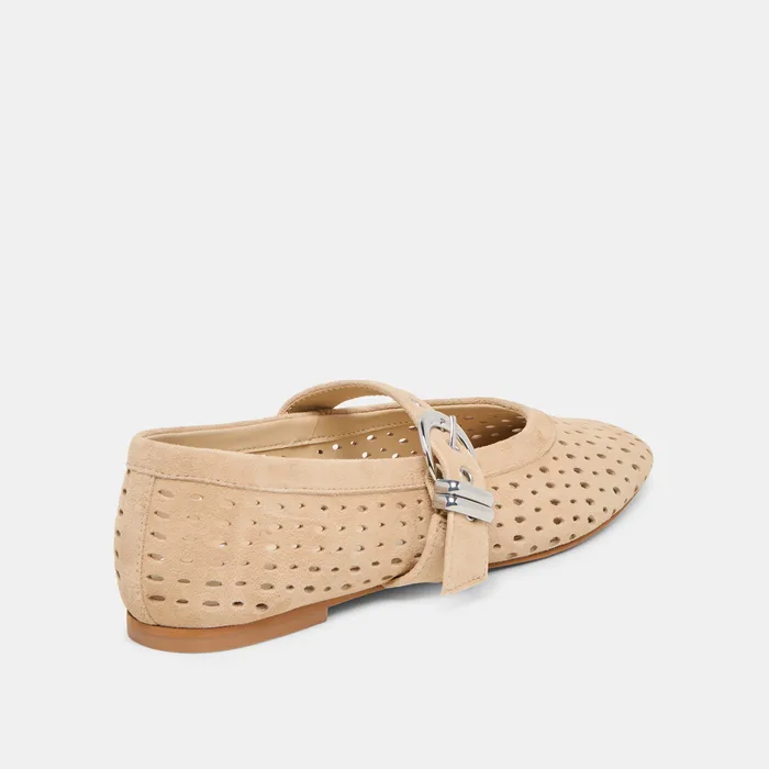 Mikel Camel Perforated Suede Ballet Flats — view 6