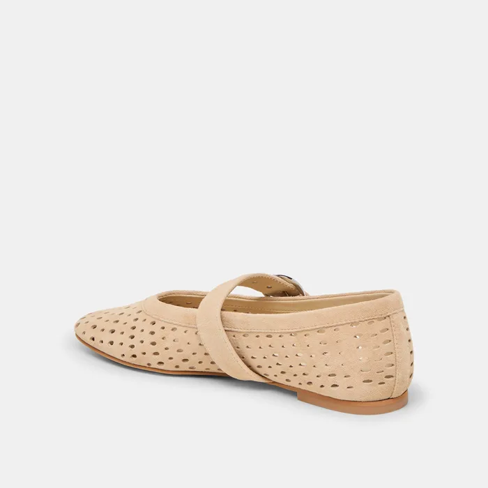 Mikel Camel Perforated Suede Ballet Flats — view 8