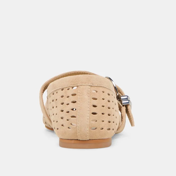Mikel Camel Perforated Suede Ballet Flats — view 10