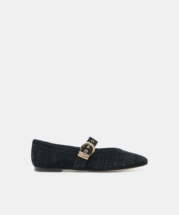 MIKELA Onyx Perforated Suede Mary-Jane Ballet Flats — view 2