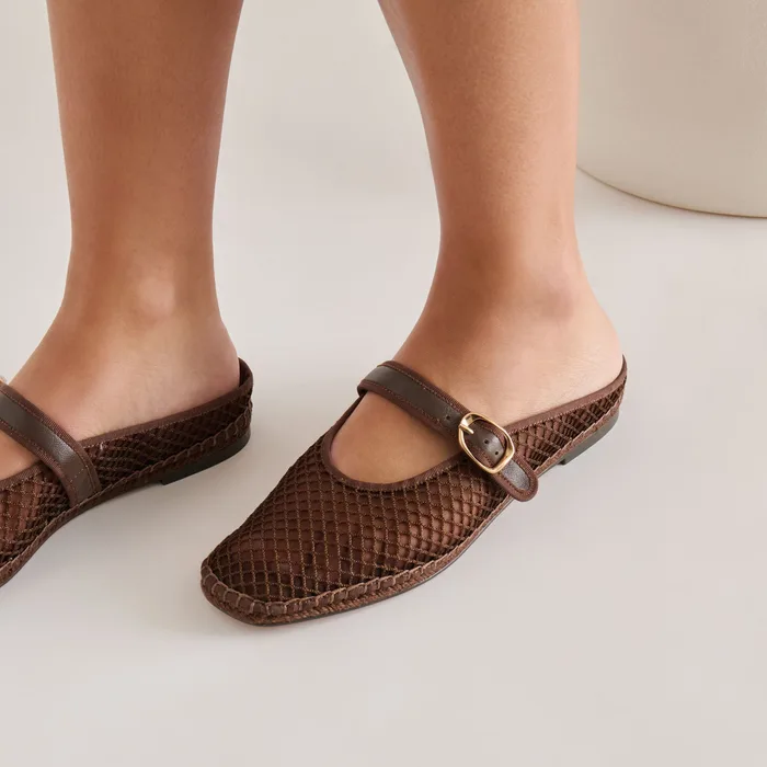Milie Chocolate Woven Mesh Flats — view 3