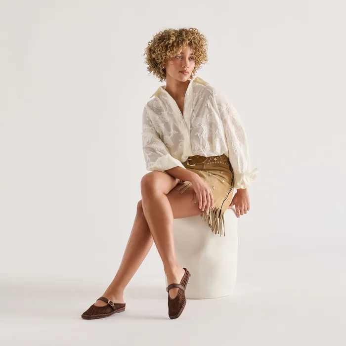 Milie Chocolate Woven Mesh Flats — view 5