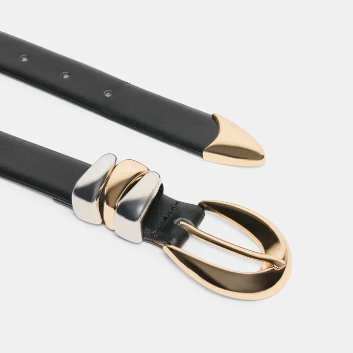 Mixed Metal Black Buckle Belt — view 4