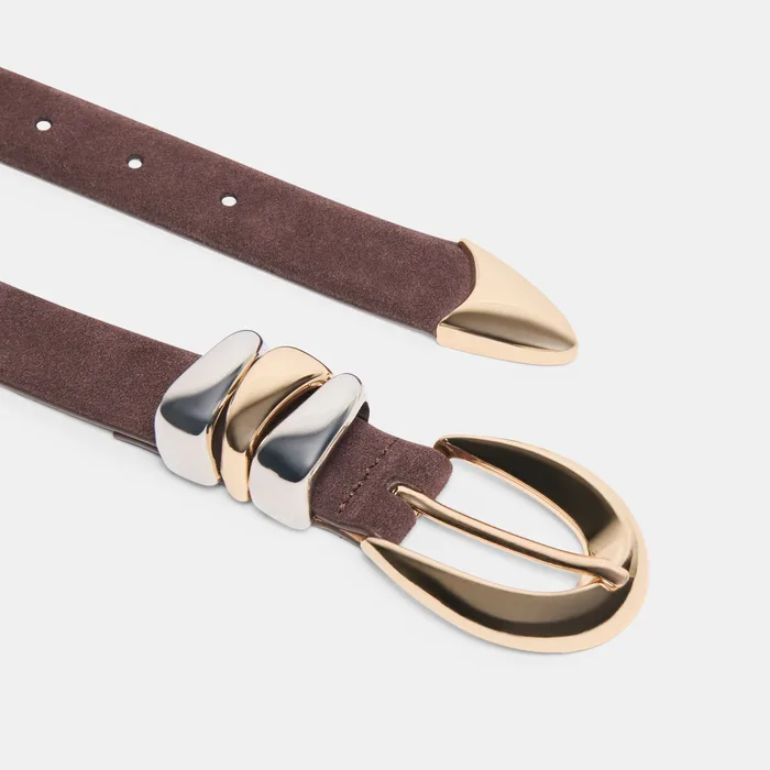 Mixed Metal Mahogany Buckle Belt — view 4