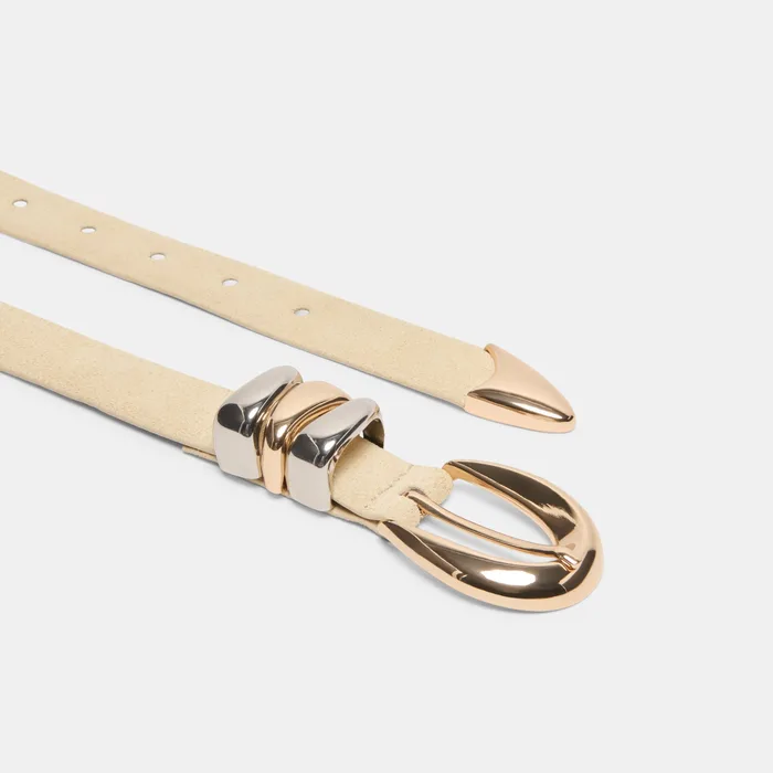 Mixed Metal Sand Suede Buckle Belt — view 4