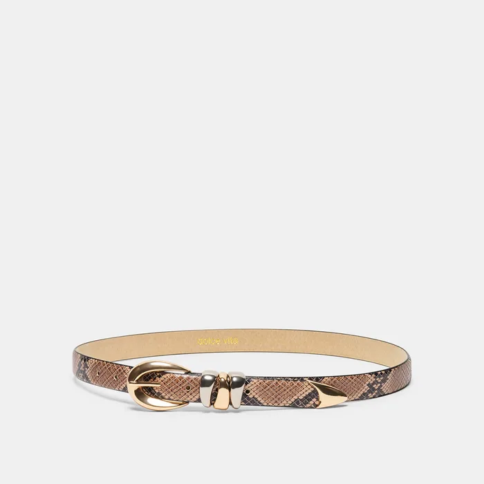 Mixed Metal Buckle Belt Snake Leather — view 2