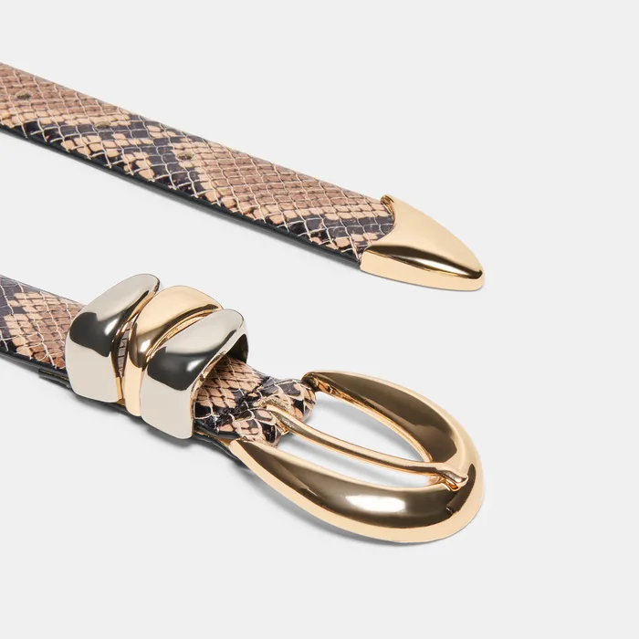 Mixed Metal Buckle Belt Snake Leather — view 4