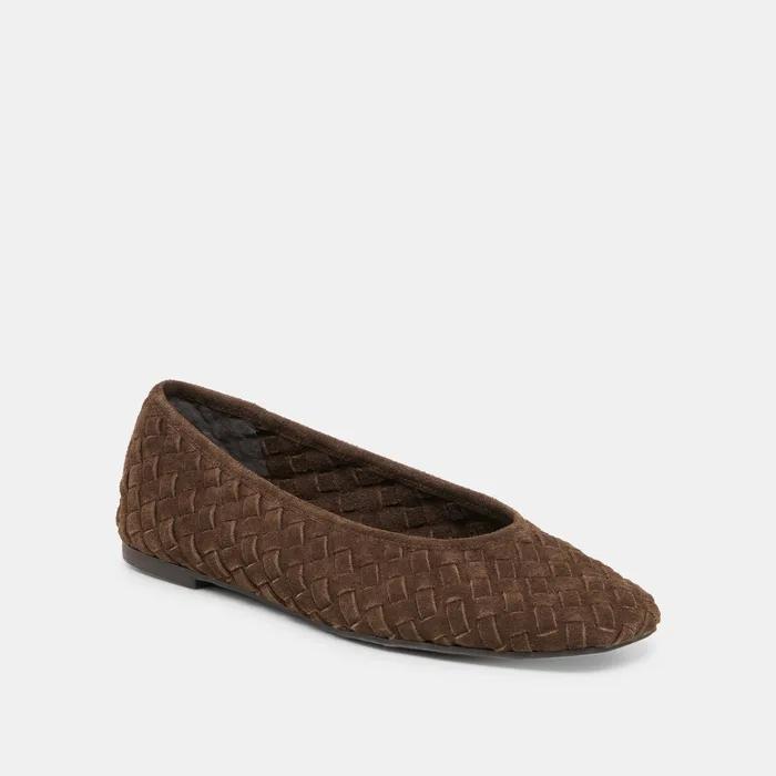 MYCAH Dk Brown Woven Suede Ballet Flats — view 3