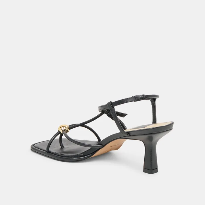 Mylee Black Leather Heels — view 7