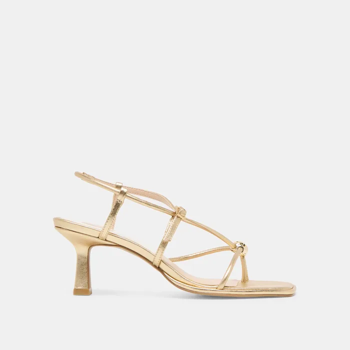 Mylee Gold Distressed Leather Heels — view 2