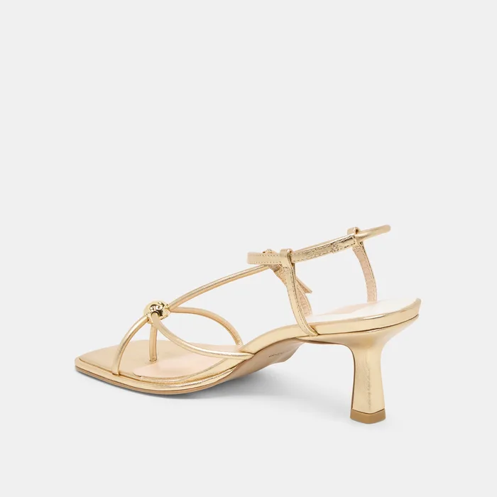 Mylee Gold Distressed Leather Heels — view 7