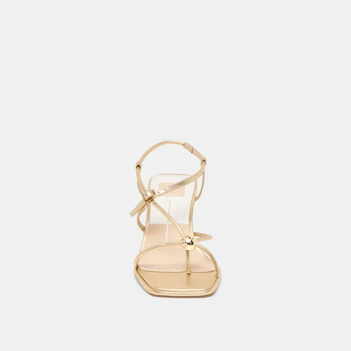 Mylee Gold Distressed Leather Heels — view 8
