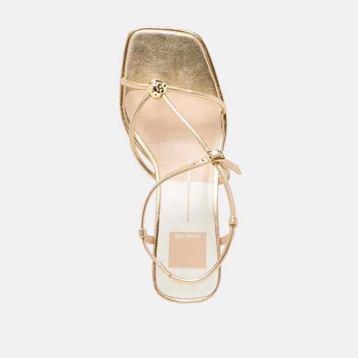 Mylee Gold Distressed Leather Heels — view 10
