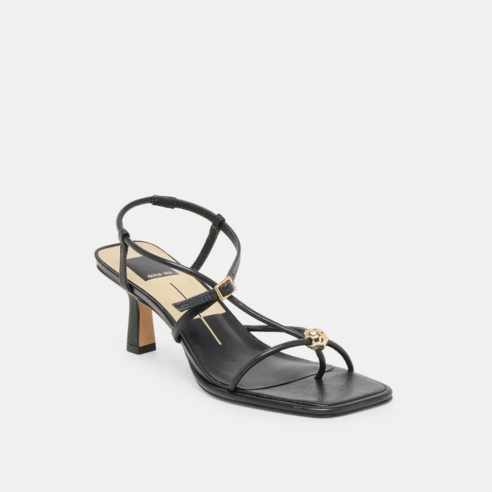 Manji Wide Black Leather Heels — view 3