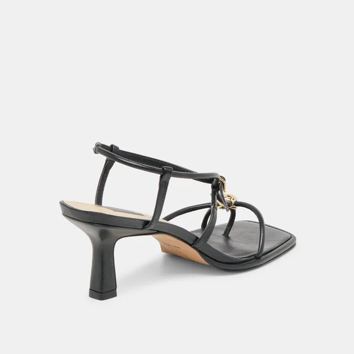 Manji Wide Black Leather Heels — view 4