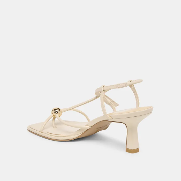 Manji Wide Creme Leather Heels — view 6