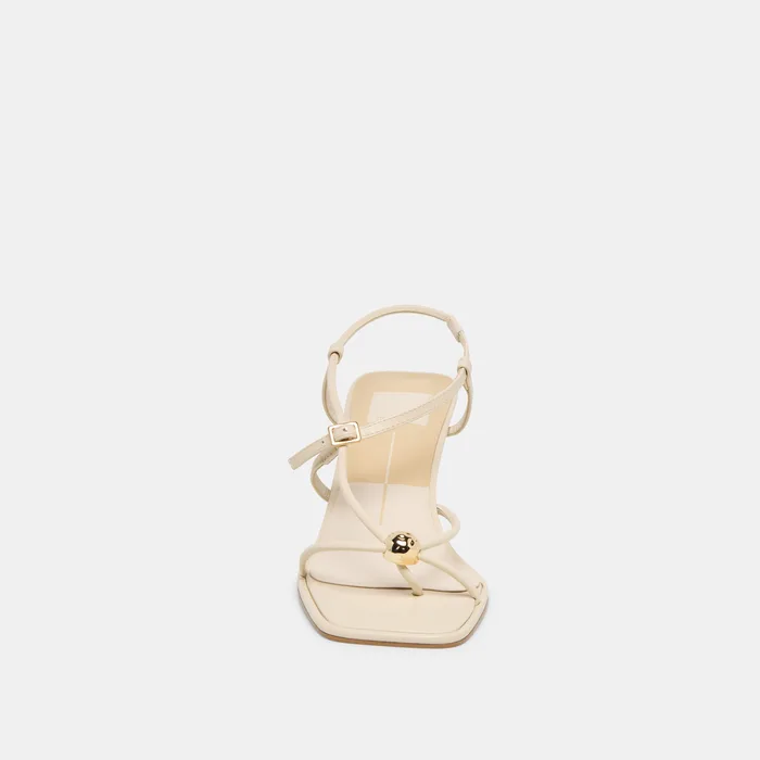 Manji Wide Creme Leather Heels — view 7