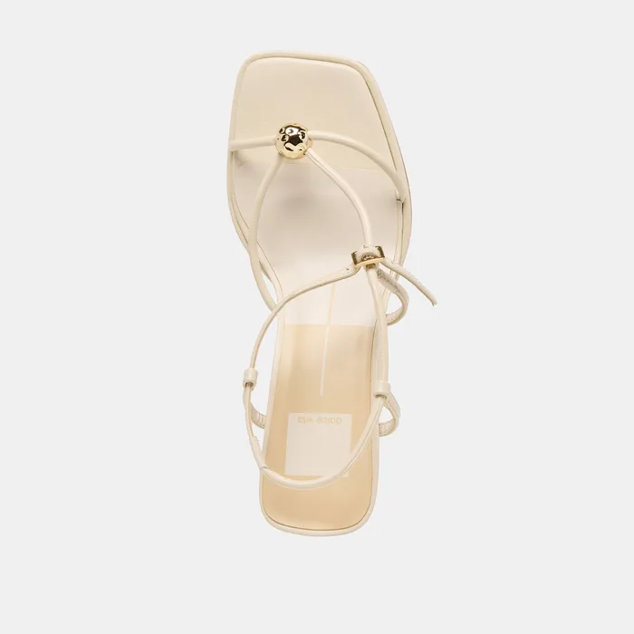 Manji Wide Creme Leather Heels — view 9