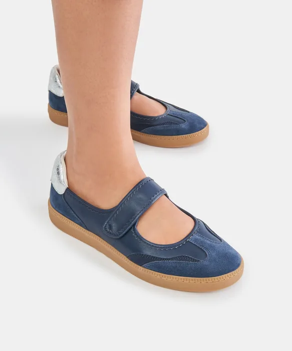 NANET Dk Navy Suede Mary-Jane Ballet Sneakers — view 5